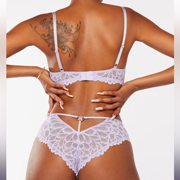 Savage Not Sorry Lace Balconette Bra and Cheeky Panty Lilac Size Small EUC - Picture 2 of 11